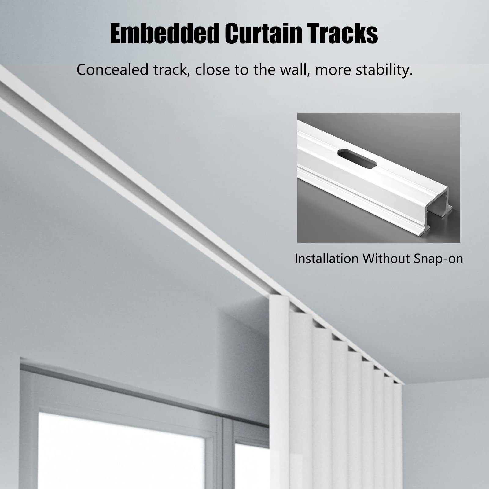 Sistema Cortinas Deslizante Suave Riel De Cortina Empotrado Para Techo -  Aluminio Negro 100-600cm - Deslizamiento Suave Para Cortinas Pesadas Barra  Cortina Deslizante Suave, image size:1600x1600