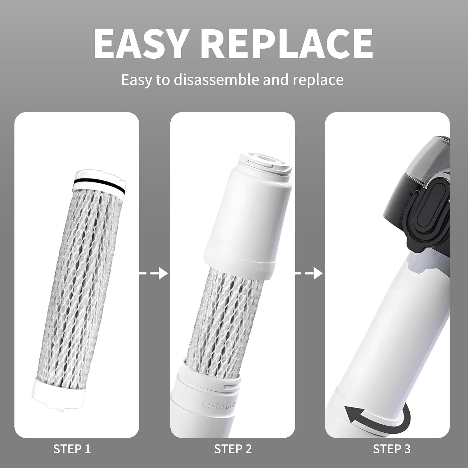 40 OZ Water Filter Bottle with 3-Stage Filtration - Ideal for Survival, Camping, Hiking, Backpacking, and Emergency - Portable&Reusable Filtered Water Bottle with Strap - Black - Image 7