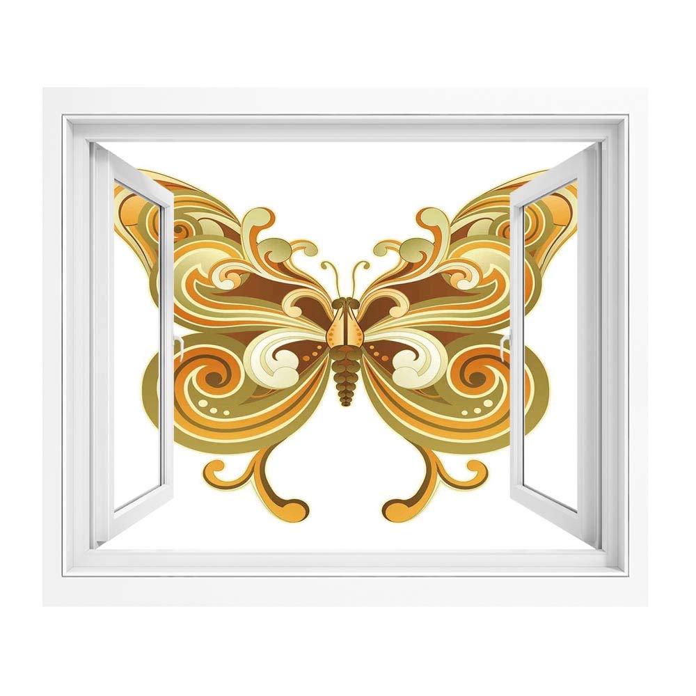 Amazon 現代 ウォールステッカー 1x80 Cm マクロ蝶図精神的な翼の生活シンボル動物イラスト 壁紙 簡単壁紙シール 風景 景色ステッカセピアマリーゴールドシナモン ウォールステッカー オンライン通販