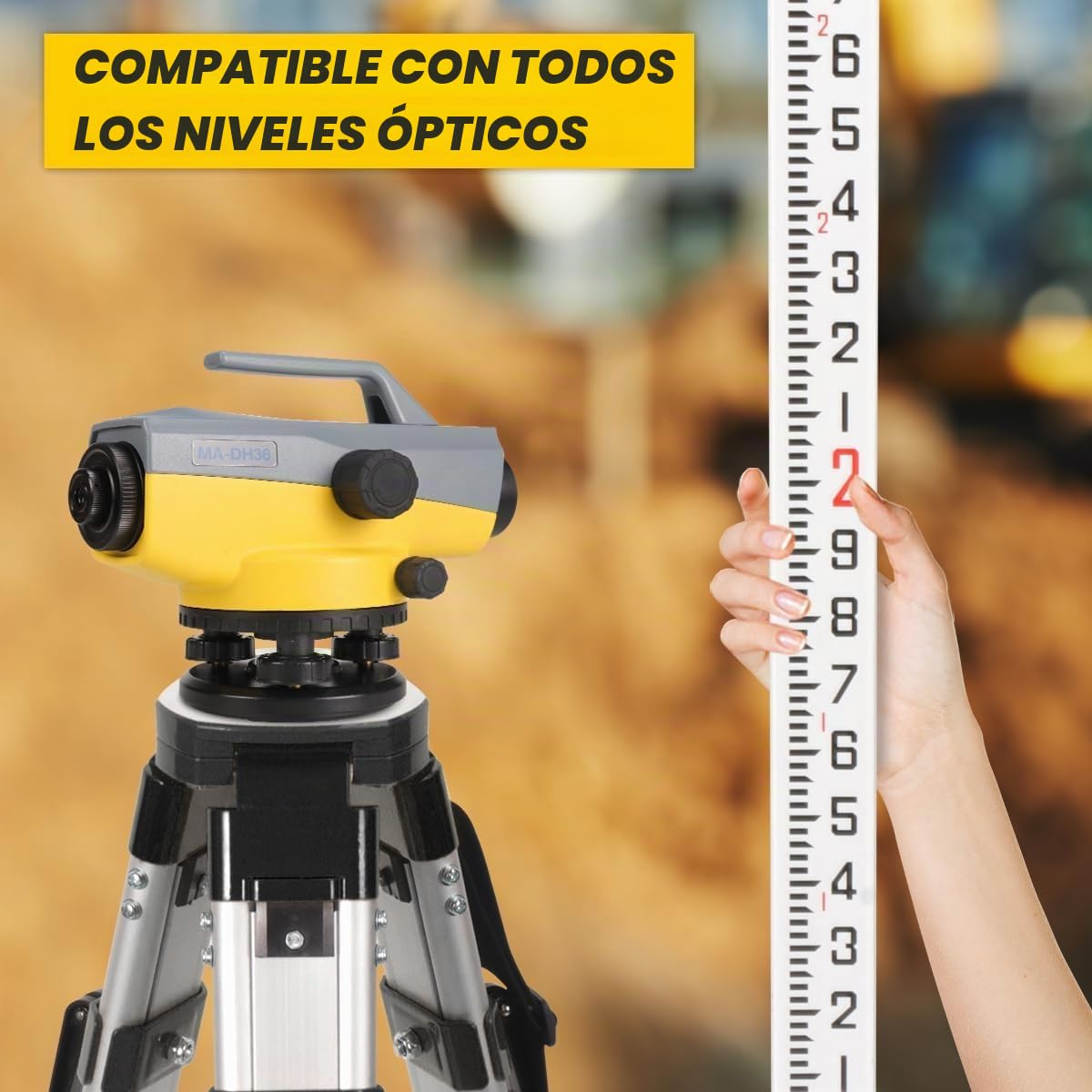 3M - Juego de nivelación telescópica y trípode de medición (alcance de 3 metros, trípode rojo)