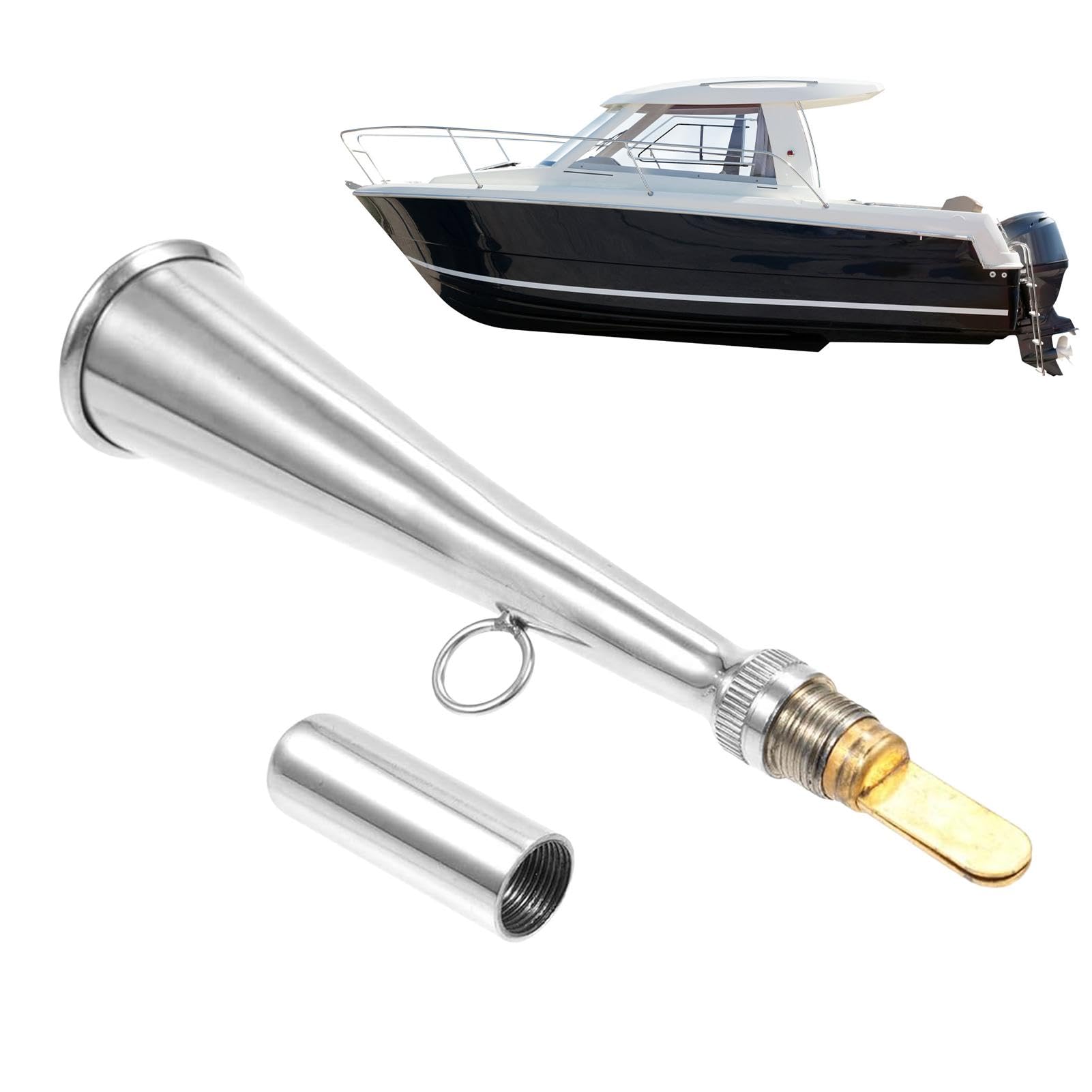 Corne De Brume Manuelle En Acier Inoxydable – Sifflet De Signal Sonore Pour Bateau, Portable, Résistant à La Rouille, Idéal Pour Secours En Mer