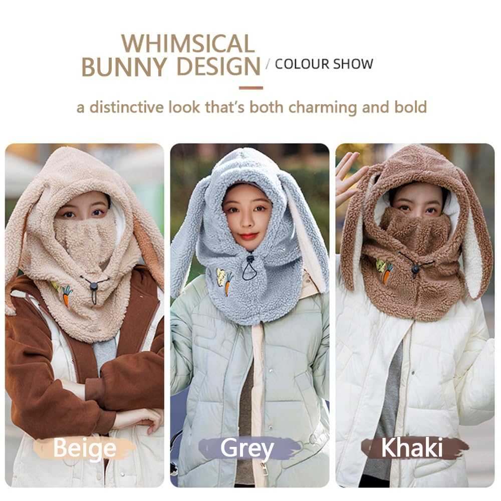 PHOGARY Cagoule d'hiver pour femme, capuche Sherpa masque de ski requin unisexe couvre-visage coupe-vent pour l'hiver capuche thermique pour femme