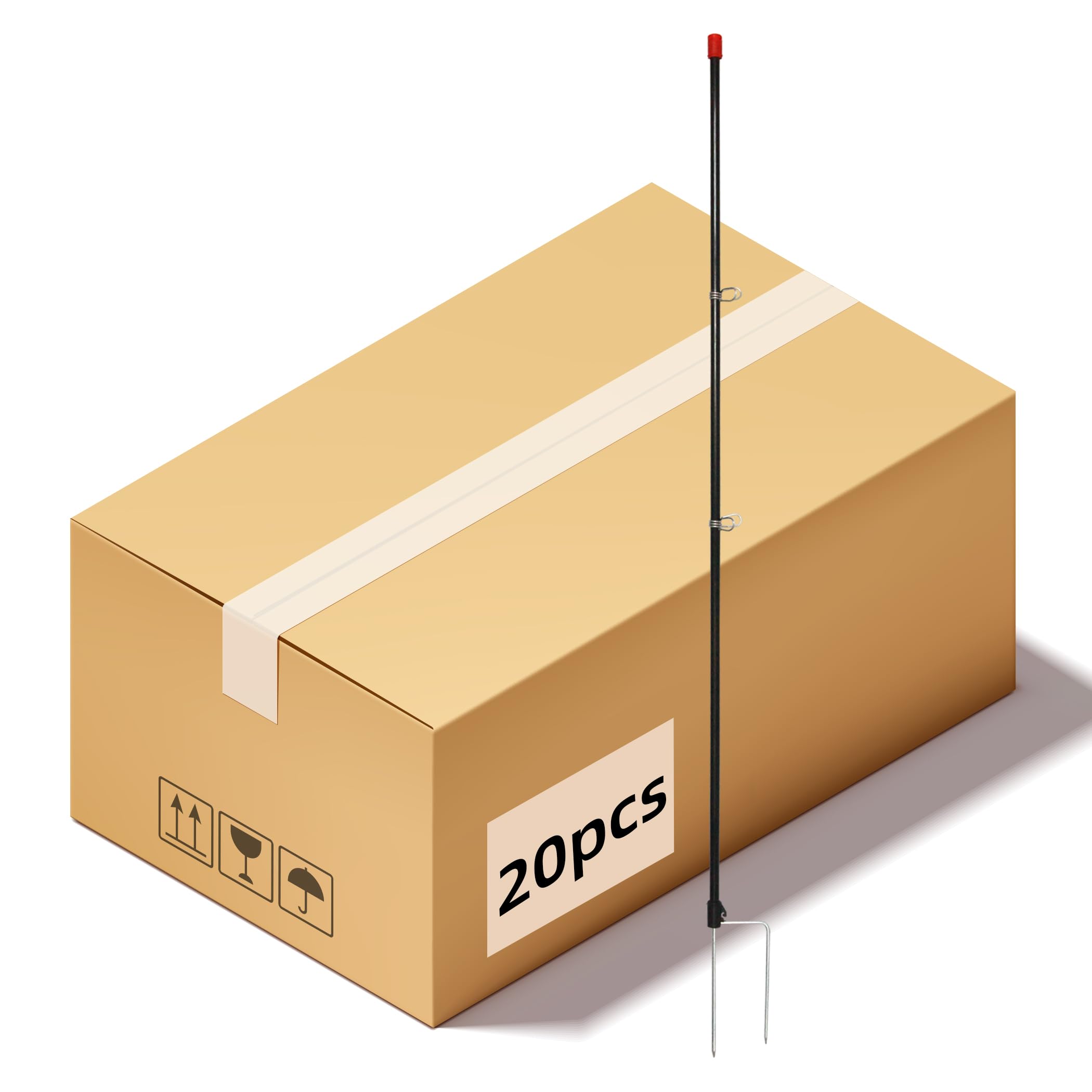 HENGTONG45" Fiberglass Step-in Electric Fence Post for Garden Temporary Fencing - Pack of 20