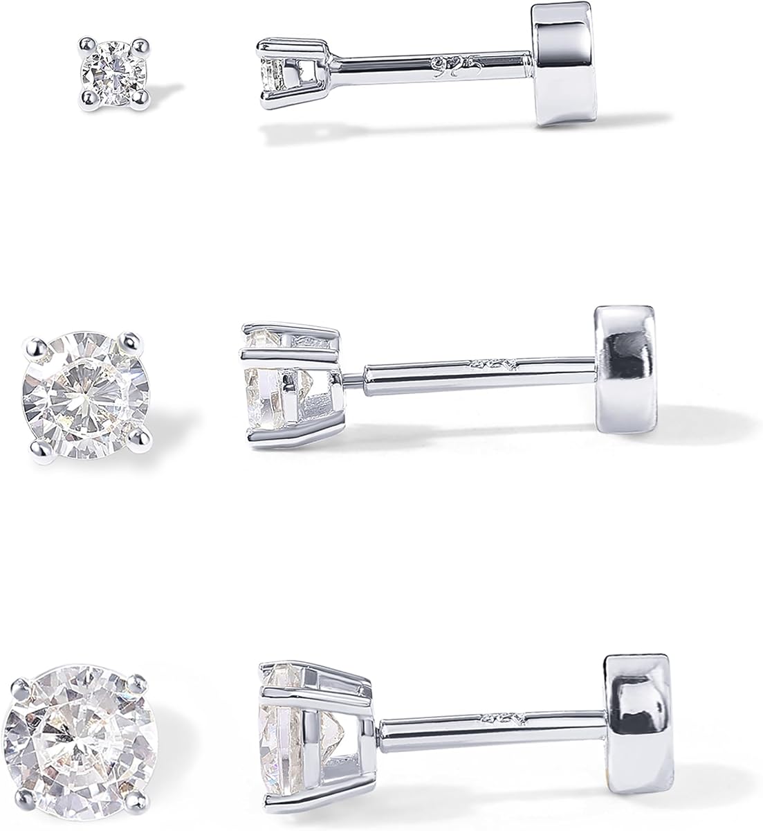 Aretes con parte posterior plana para mujer, aretes de cartílago con circonita cúbica chapados en oro de 14 quilates | Pendientes de hélice hipoalergénicos, pendientes de tragus con rosca para mujer