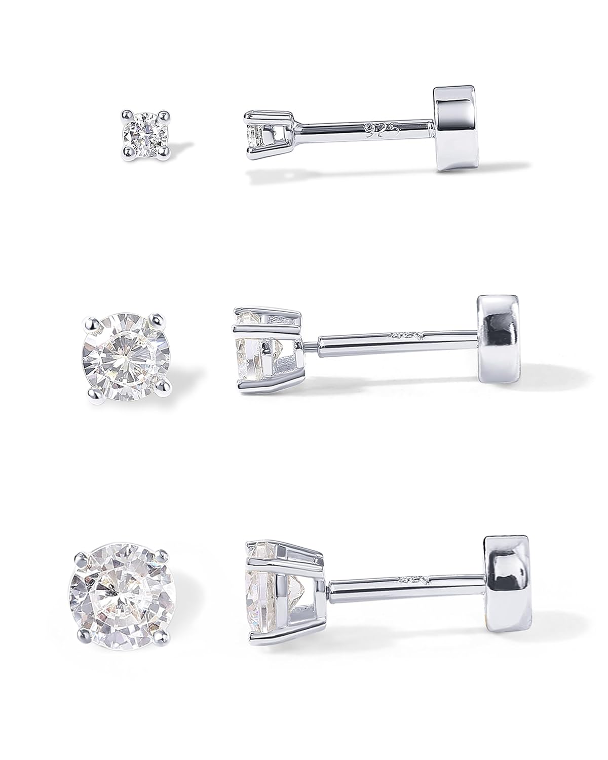 PAVOI 14K Gold Plated Solid 925 Sterling Silver Post Cubic Zirconia Stud Flat Back Earrings for Women Cartilage