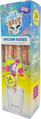 Milk Magic Unicorn Kisses - Pajitas aromatizantes de leche - 24 unidades
