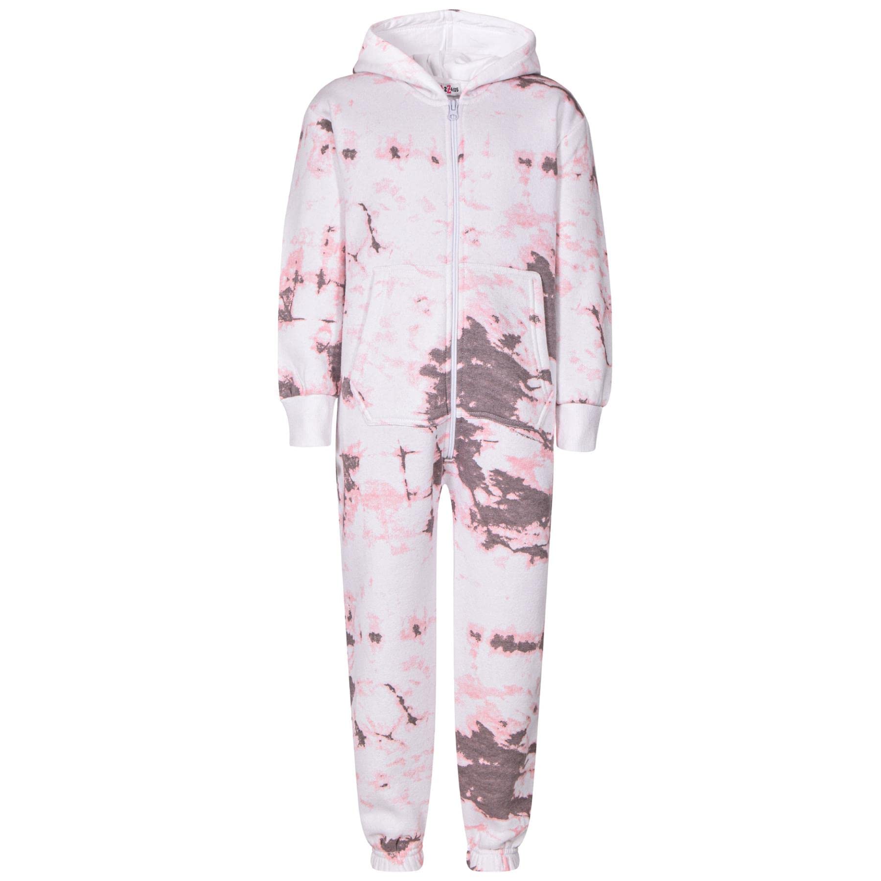 A2z 4 Kids Girls Tie Dye Stone Plain Boys Camouflage Onesie One Piece Super Soft - Fleece Onesie 250 Stone 9-10