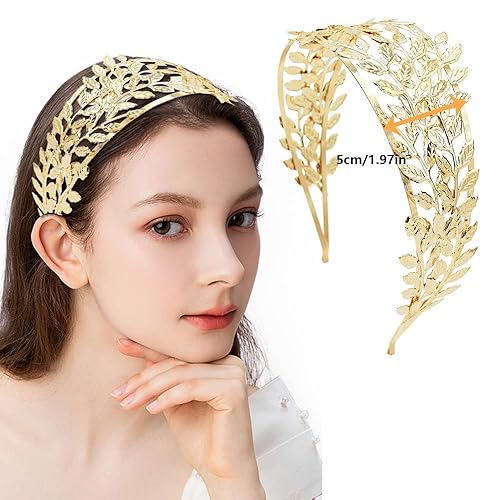 Miniatura 3 de 5 diademas de hojas de diosa griega para novia, corona de hoja de laurel romano dorada para novia, diadema de novia para mujer, tiara accesorios