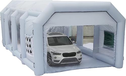 Xmaybang Cabina de pulverización inflable de 12 x 7.2 x 8.9 pies, cabina de pintura automática portátil con sistema de filtración, adecuada para