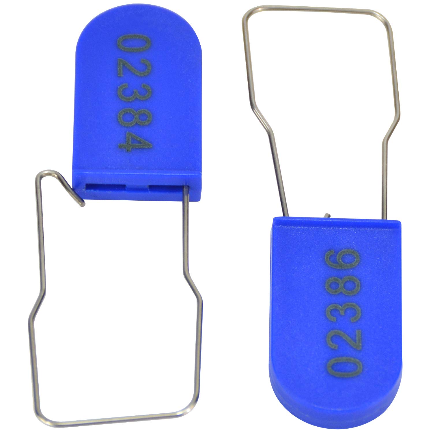 100PCS Plastic Padlock Security Seals Numbered Metal Wire Padlock Seals Disposable Tamper-Evident Lock Tags for Door, Access Cabinets, Utility Meters Seal Blue