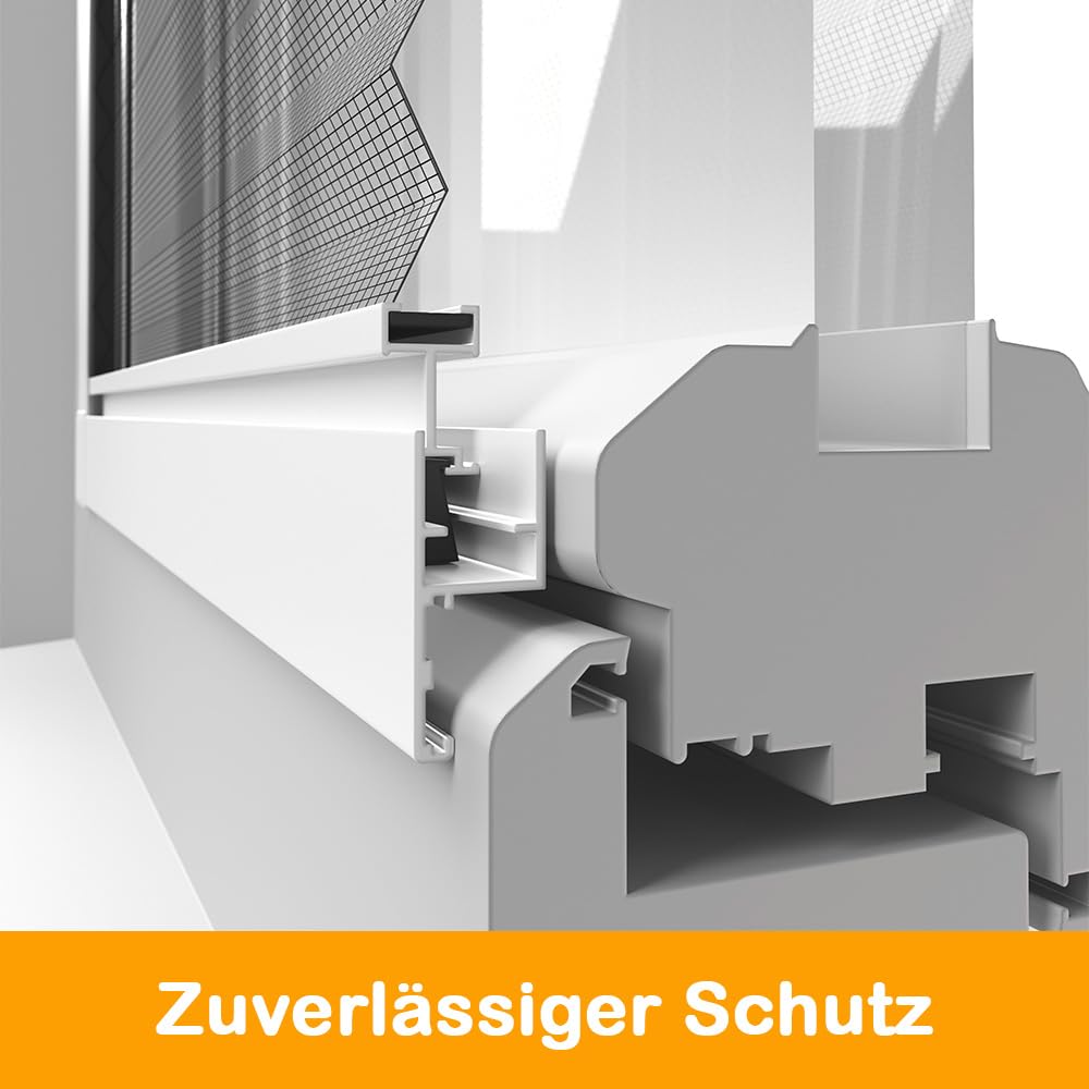 Plisseefenster 100 x 120 cm weiß, Fliegengitter Fenster Plissee ohne Bohren, Insektenschutz Fensterrahmen, Mückenschutz, Alurahmen, UV-beständig
