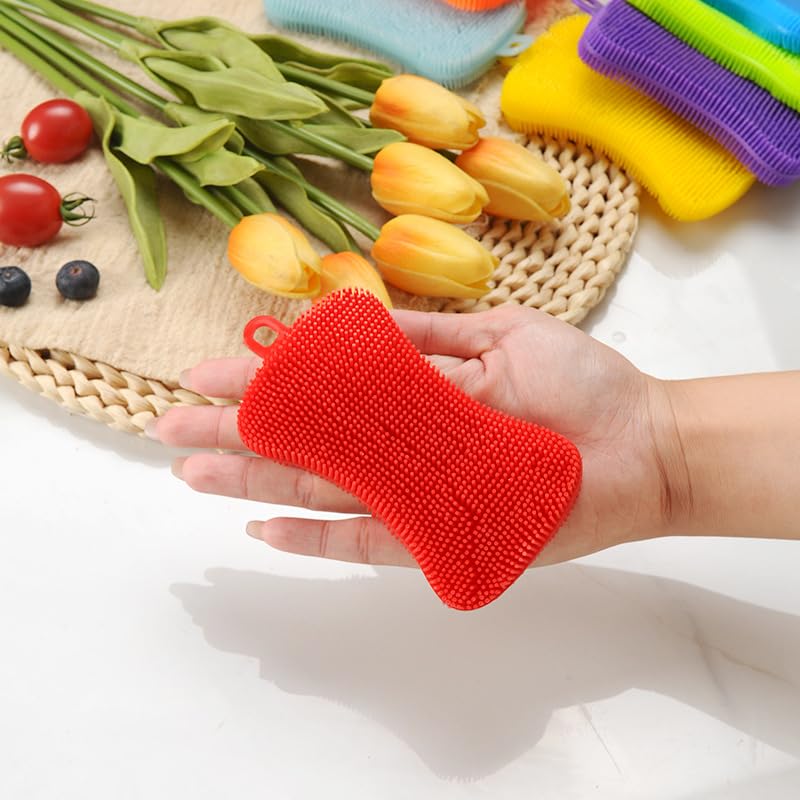 2 esponjas de silicone para pratos, multiuso, esponja de limpeza dupla face, utensílios de cozinha para pratos, utensílios de cozinha e acessórios
