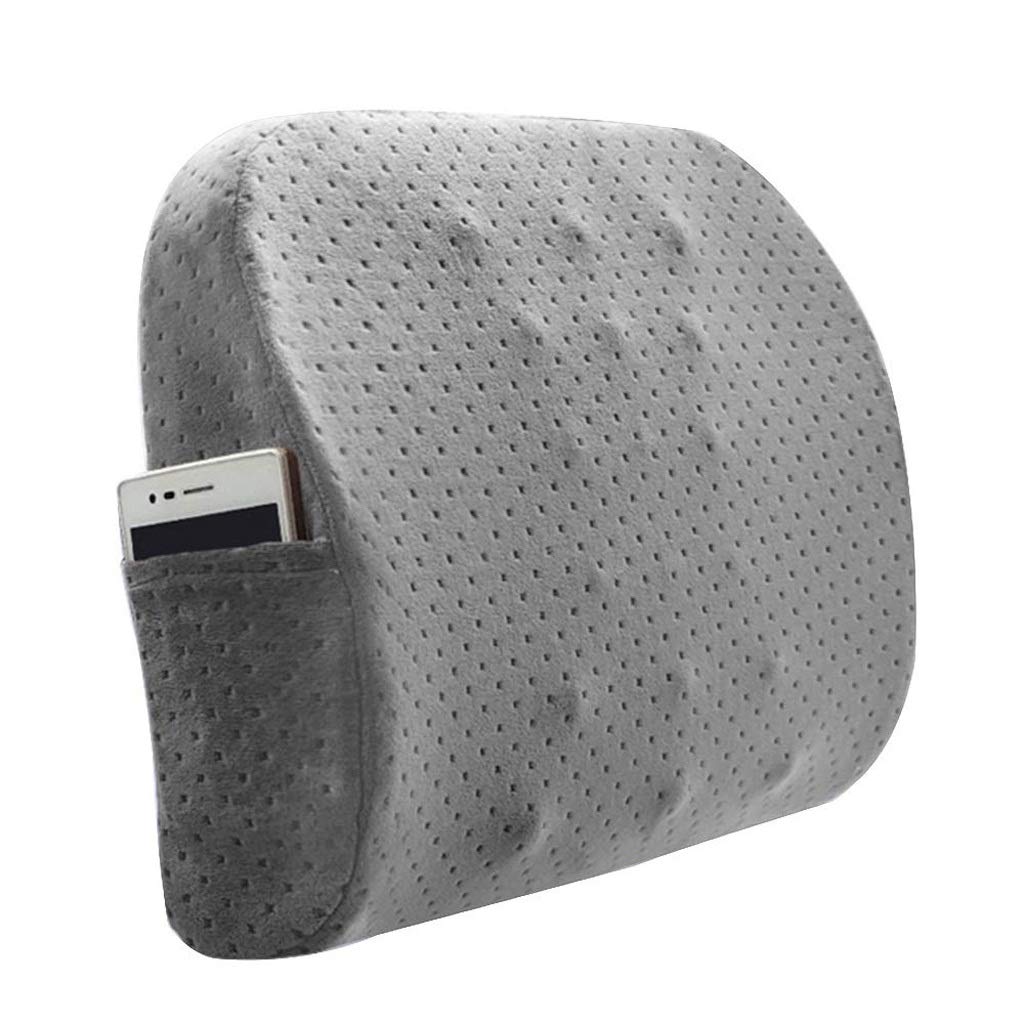 Cuscino lombare - Memory Foam supporto lombare Cuscino da viaggio indietro ammortizzatore portatile con cuscino, Back Office Morbido supporto Protector(Gray)