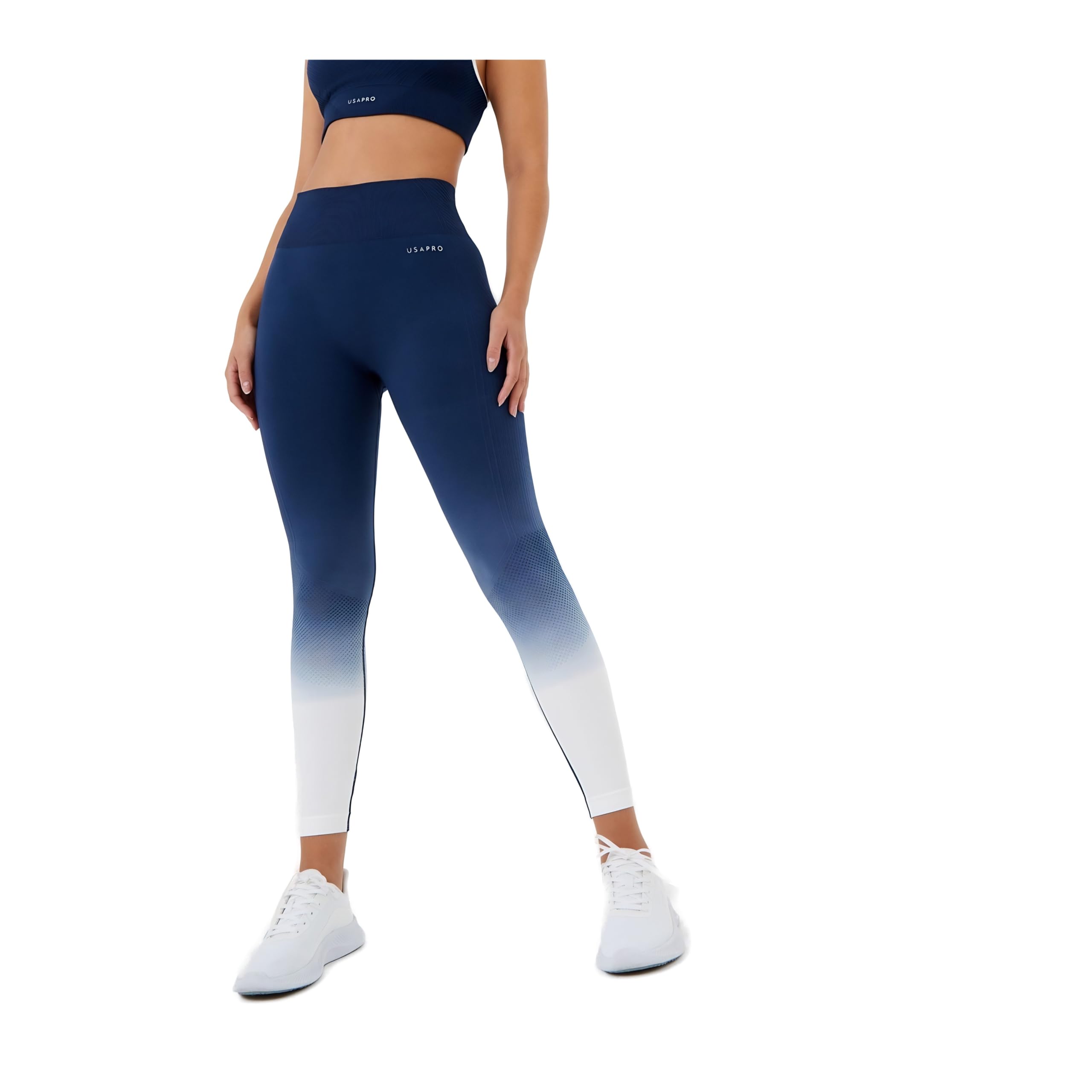 Usa Pro Women's Navy/White Seamless Ombre Leggings M