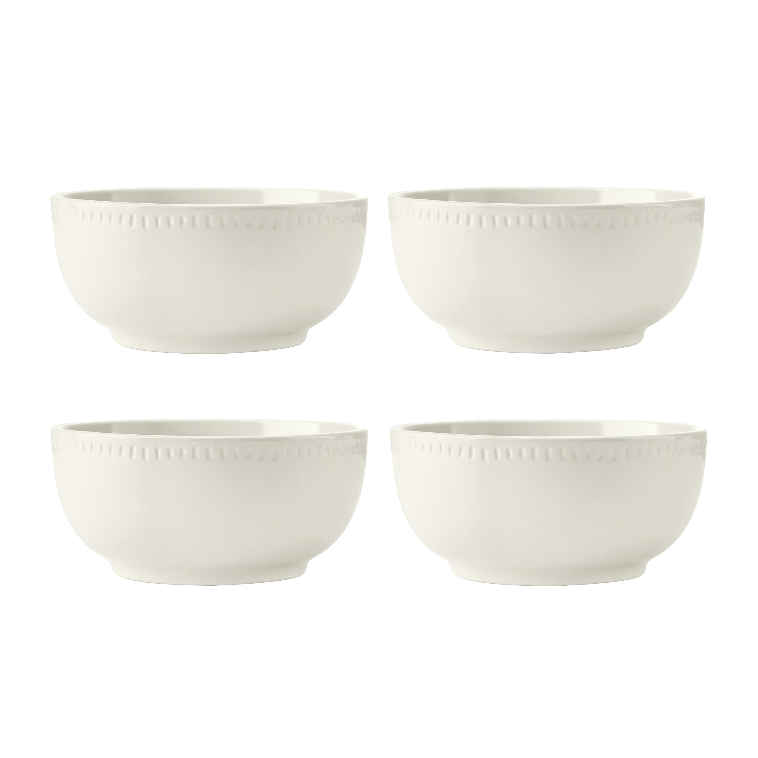 Mikasa Cranborne Set di piatti 12 pz in gres, crema, confezione regalo per 4 persone con piatti piani, piatti piccoli e ciotole per cereali - Lavabile in lavastoviglie e nel microonde