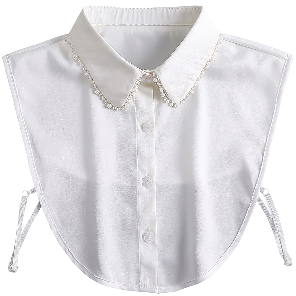 Loudsung Women's Pearl-White Detachable Half Shirt Blouse Fake Collar For Girls