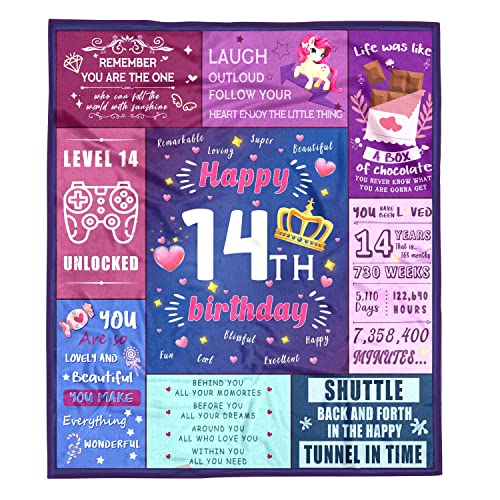 Nueasrs 14 Year Old Girl Gift Ideas Blankets 50X60 Inches, Birthday Gifts For 14 Year Old Girls, 14Th Birthday Decorations For Girls Throw Blanket #TOP12