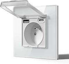 BSEED Prise Electrique avec USB et Type C Etanche, Prise Murale en Verre, 16 Amp 240V Alternatif, Commutateur avec couvercle étanche Convient pour la salle de bains, la cuisine, 86MM Blanc