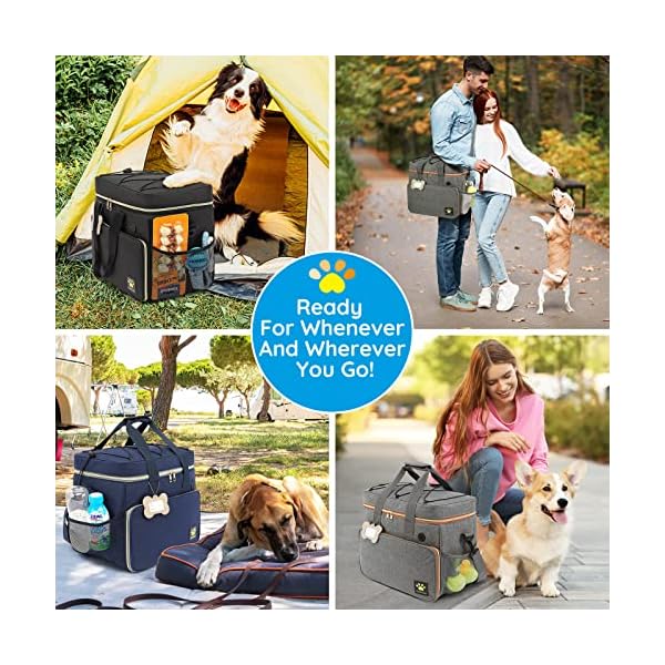 Pmpete-Dog-Travel-Bag-Airline-Approved-Week-AwayOvernight-Accessories-Tote-Organizer-with-Multi-Function-PocketsPet-Travel-Set-for-Dog-and-Cat2-Collapsible-Dog-Travel-BowlsBlack Pet Travel Set for Dog