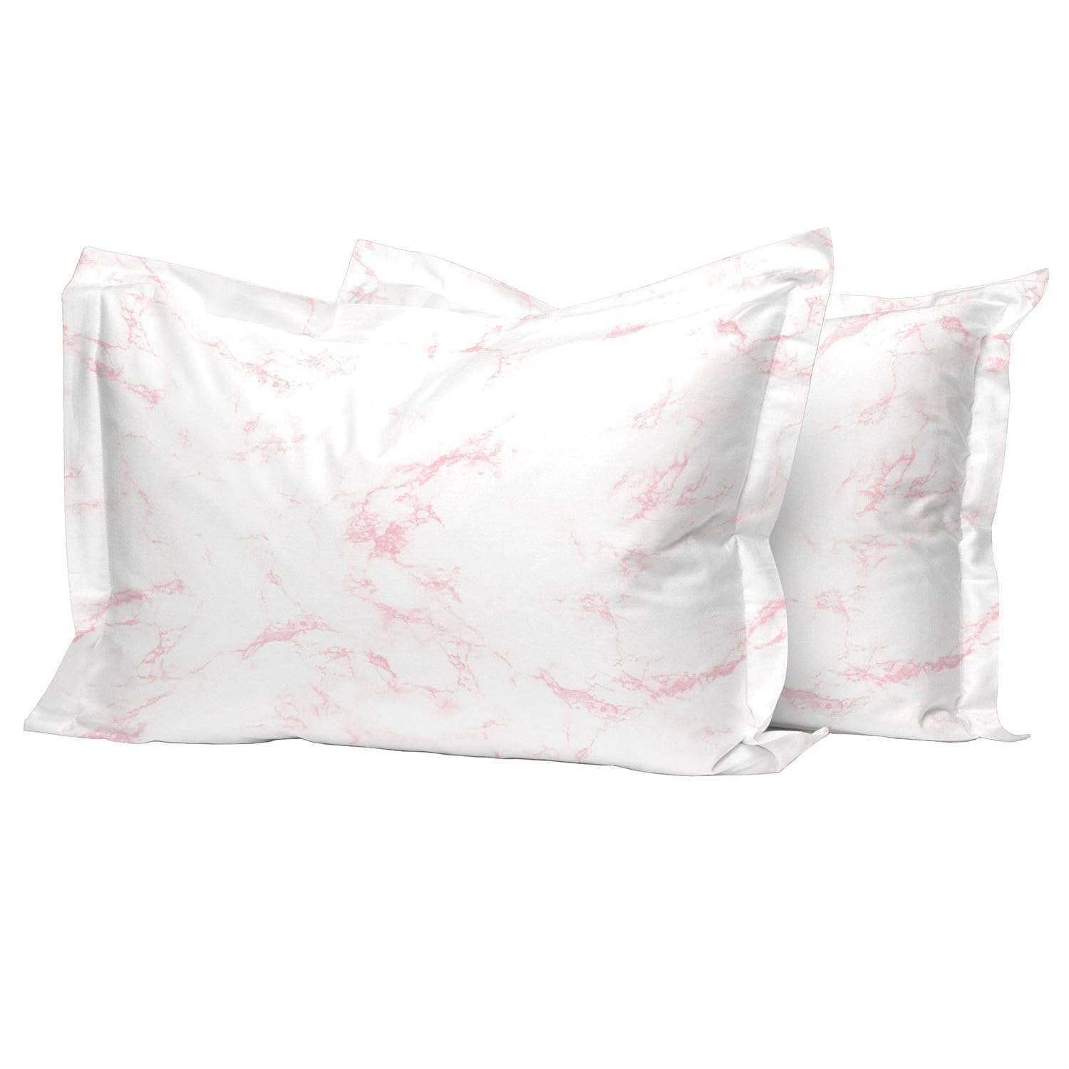 Pizuna Cotton Carrara Marble Pink Printed Oxford Pillow Cases 2 Pack, 100% Long Staple Combed Cotton King Size Pillow Cover, Sateen Weave King PillowCases 50x90 cm (Printed Pillowcases) — image 1
