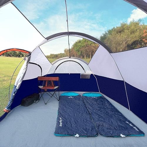 Miniatura 6 de Tienda de campaña CAMPROS para 8 personas tienda familiar impermeable y resistente al viento con 5 ventanas de malla grandes doble capa cortina Azul