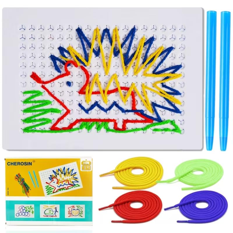 Amazon.com: CHEROSIN Fine Motor Threading Boards for Kids - Pencil