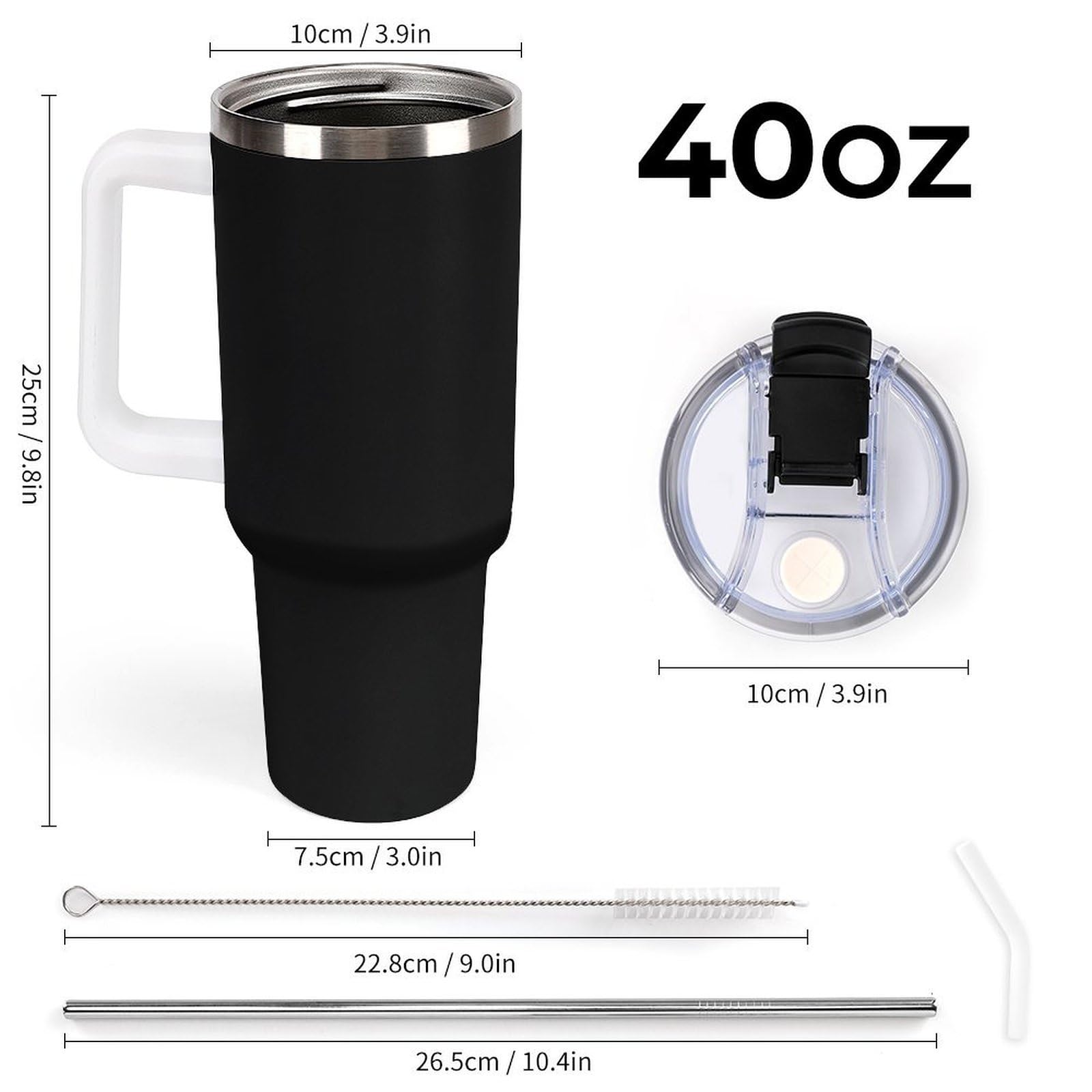 Nilpferd in Nature Trendy Trinkglas mit Henkel, 1134 g, weiß | Doppelwandiger, auslaufsicherer, isolierter Auto-Reisebecher aus Edelstahl
