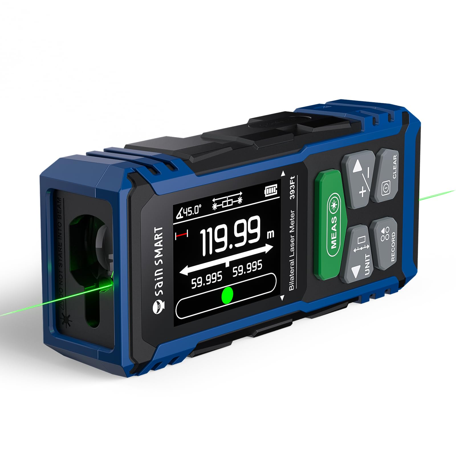 Télémètre Laser Double SainSmart, télémètre bilatéral 120 m avec écran LCD rétroéclairé, télémètre Laser Rechargeable, Niveau électronique, capteur de Longueur/Surface/Volume/Angle