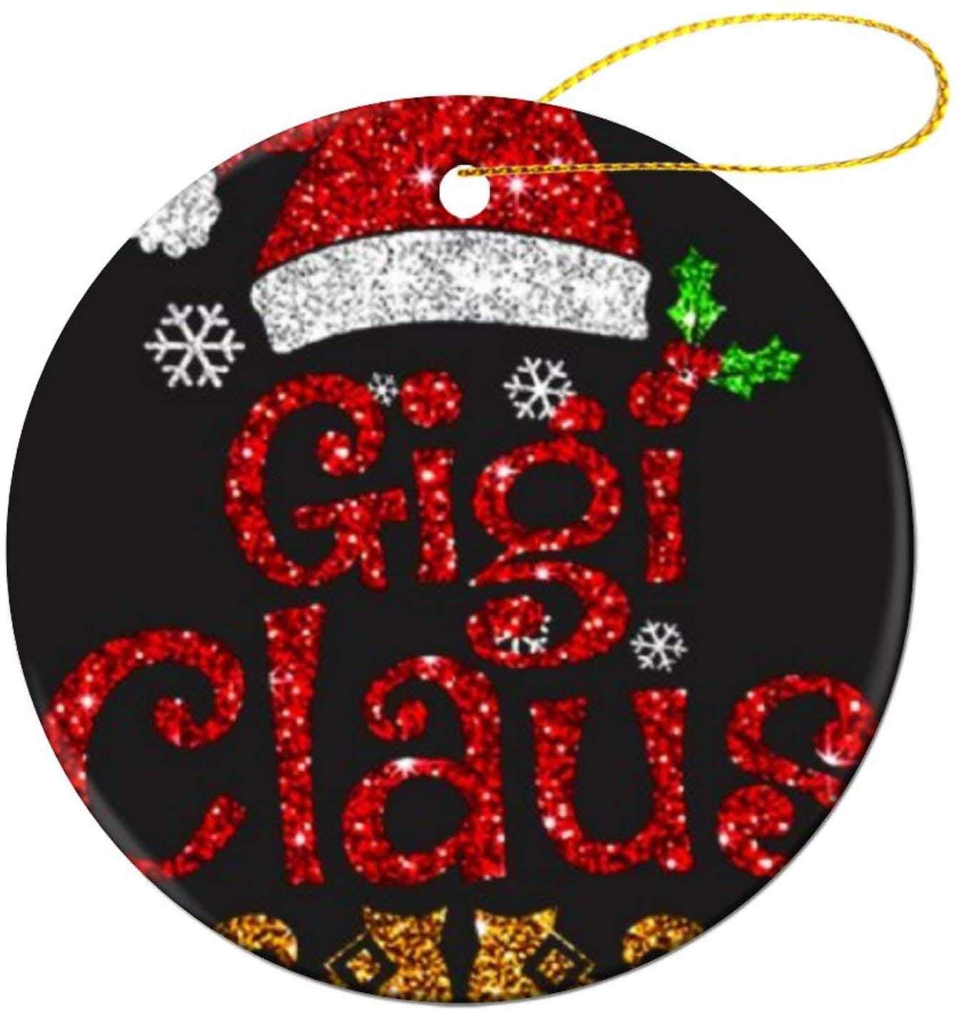 YiiHaanBuy Santa Gigi Claus - 2.95" Ceramic Disk - Christmas Tree Ornament