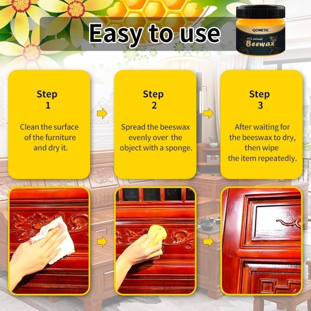 SCENTORA 2 PACK Beeswax Furniture Polish, Natural Traditional Beeswax Wood Polish Shine for Furniture, Wood, Cabinet, Wardrobe for Restoring Back Wood Shine Polish (1) 1