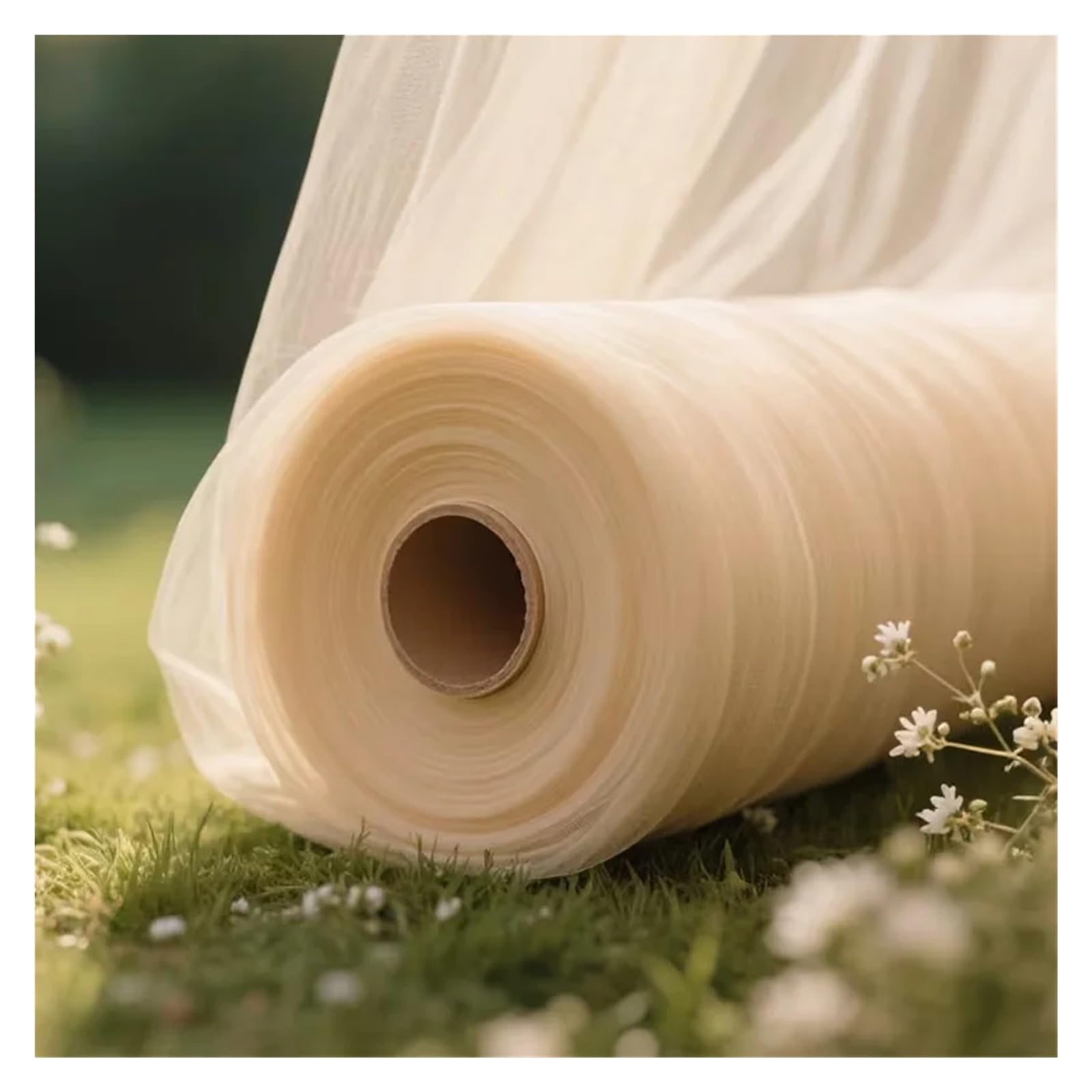 DeckenvorhäNge FüR Hochzeitsfeiern 50 m Überlänge, transparenter Champagner-Tüll – DIY-Party, Hochzeit, Bogendekoration, Deckentischläufer, Schal, Gaze-Volant-Dekor(Champagne)
