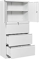 Vista 14 de SISESOL Gabinete de Almacenamiento de Metal Gabinete de Acero con Cerradura con 2 Estantes Ajustables, Gabinete de Oficina Gabinetes de Herramientas