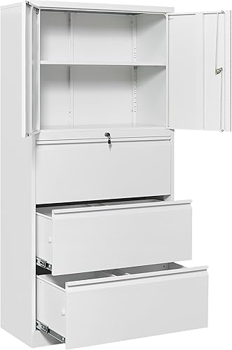 Miniatura 30 de SISESOL Armario de almacenamiento con puertas y estantes de vidrio, armario de despensa de cocina independiente para el hogar, oficina, baño Negro