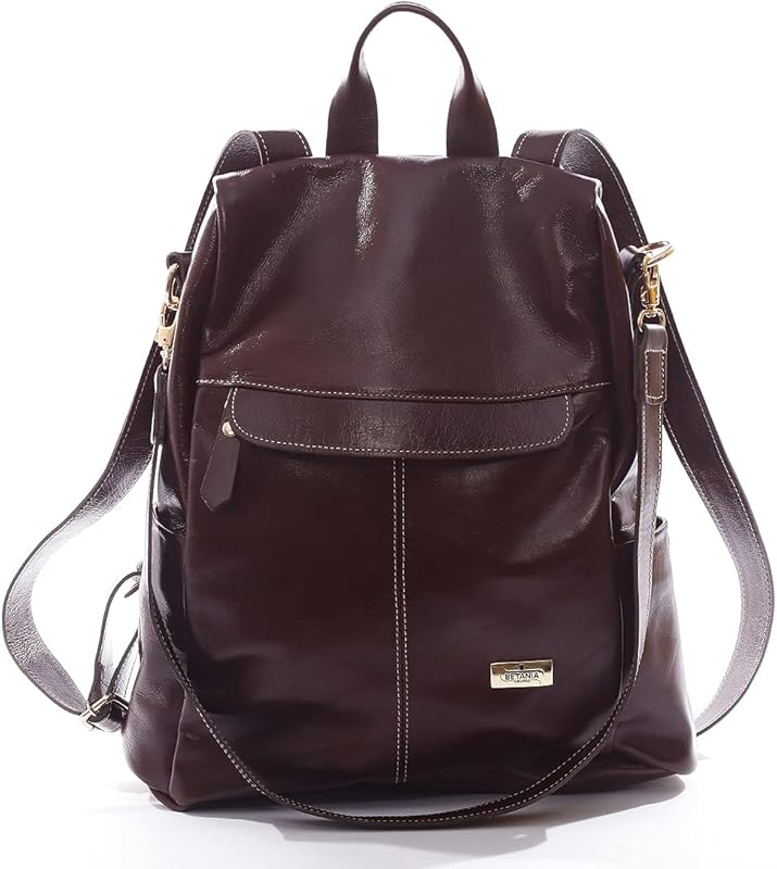 Mochila Feminina Antifurto em Couro Legítimo para Notebook até 13