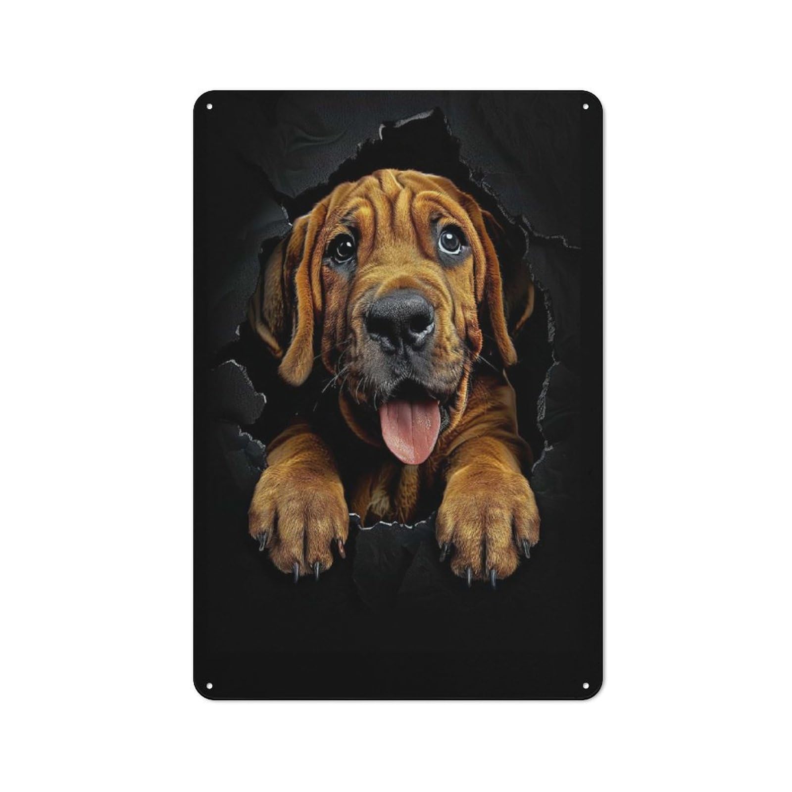 Junmoney Style-1 Tin Wall Plaque 30X20cm With Bloodhound Dog For Café Or Restaurant, Housewarming Present For People Styling Café And Restaurant