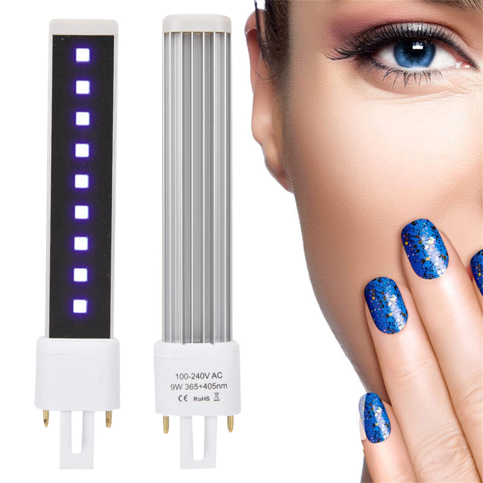 Yinhing Żarówka z lampą UV, 365 405 Nm Podwójne źródło światła LED 9 W Żarówka do Suszarki do Paznokci z obrotową konstrukcją, Szybkie Utwardzanie Przez 15 30 S, Kompatybilna z Lampami