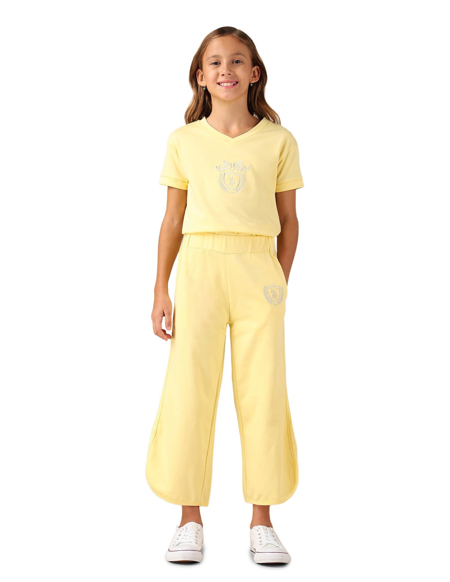 U.S. POLO ASSN. Girls Brand Embroidered Track Pants (UGTRK0170_Yellow Cream_12M)-picture-13