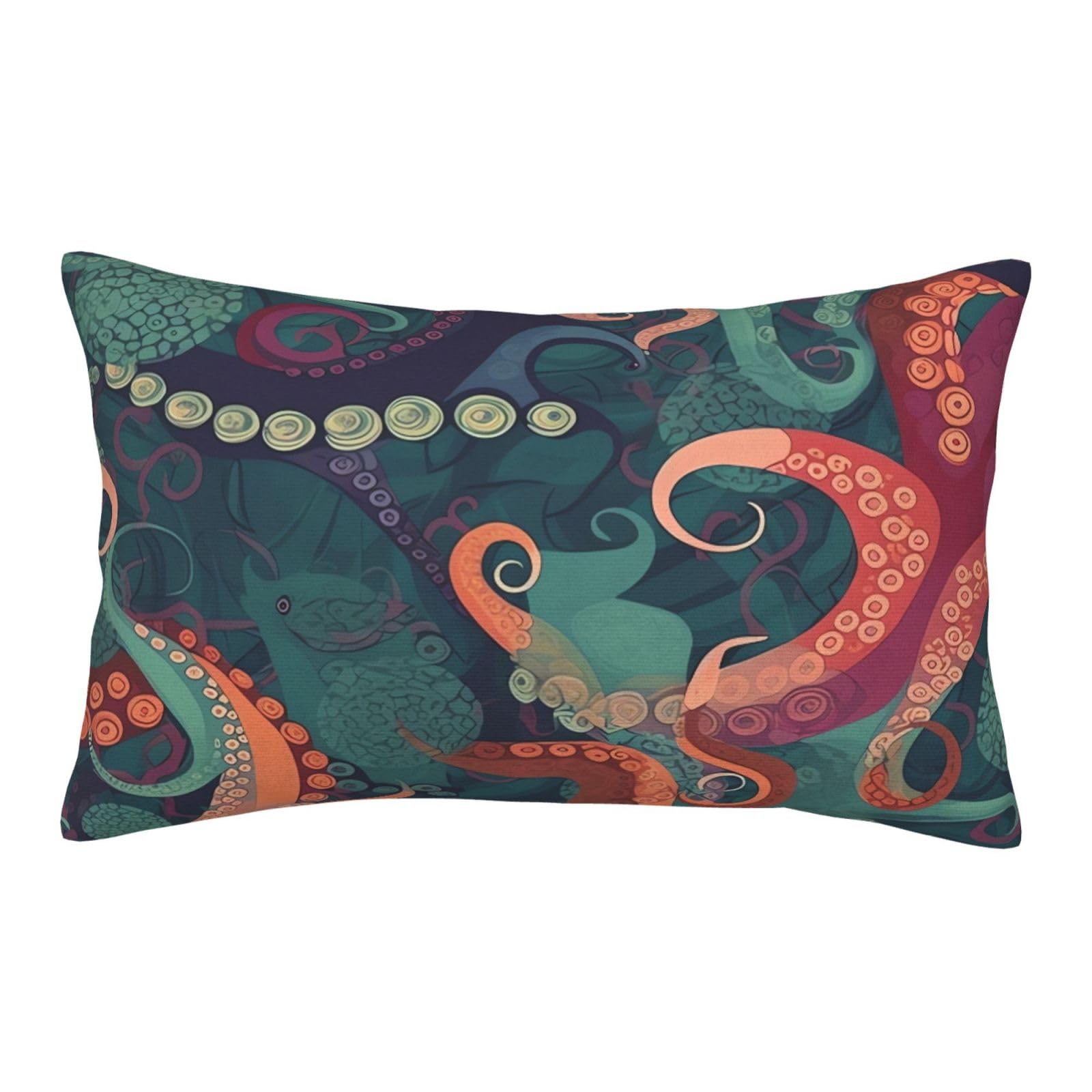 Velvet Pillowcases 14"x20" Ultra Soft Breathable Pillow Cases, Luxury Fuzzy Throw Pillow Covers with Zipper, Abstract Octopus Pillow Shams All Seasons Decorative Cushion Cases for Couch