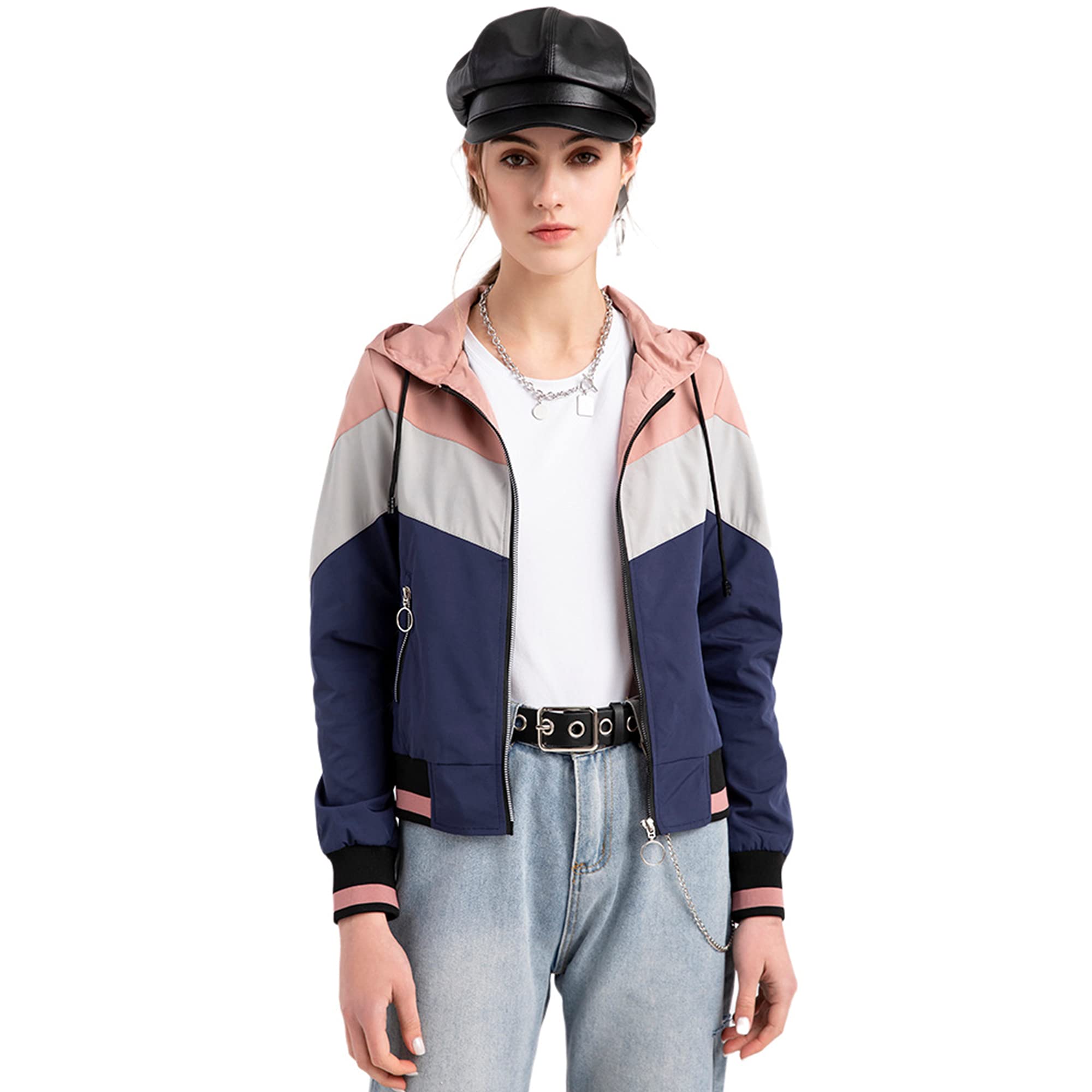 Vestes de Pluie pour Femmes Manteau de Pluie à Capuche Légers et Imperméables pour la Randonnée Cyclisme Course à Pied