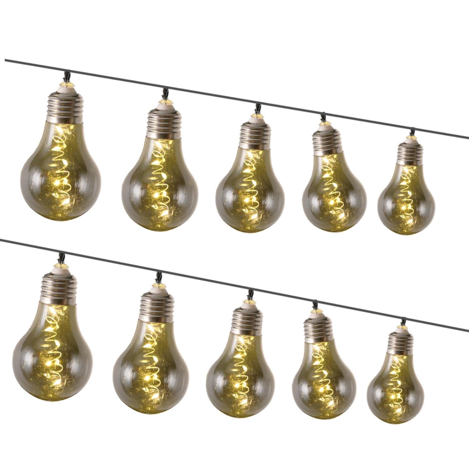 MARELIDA LED Solar Lichterkette INDUSTRIAL – 8 Warmweiße Gitterlampen, 1,5 M, Für Garten & Terrasse