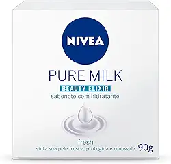 NIVEA Sabonete em Barra Pure Milk Fresh 90g - Fórmula com vitaminas e nutrientes do leite, proteção e nutrição, fragrância única