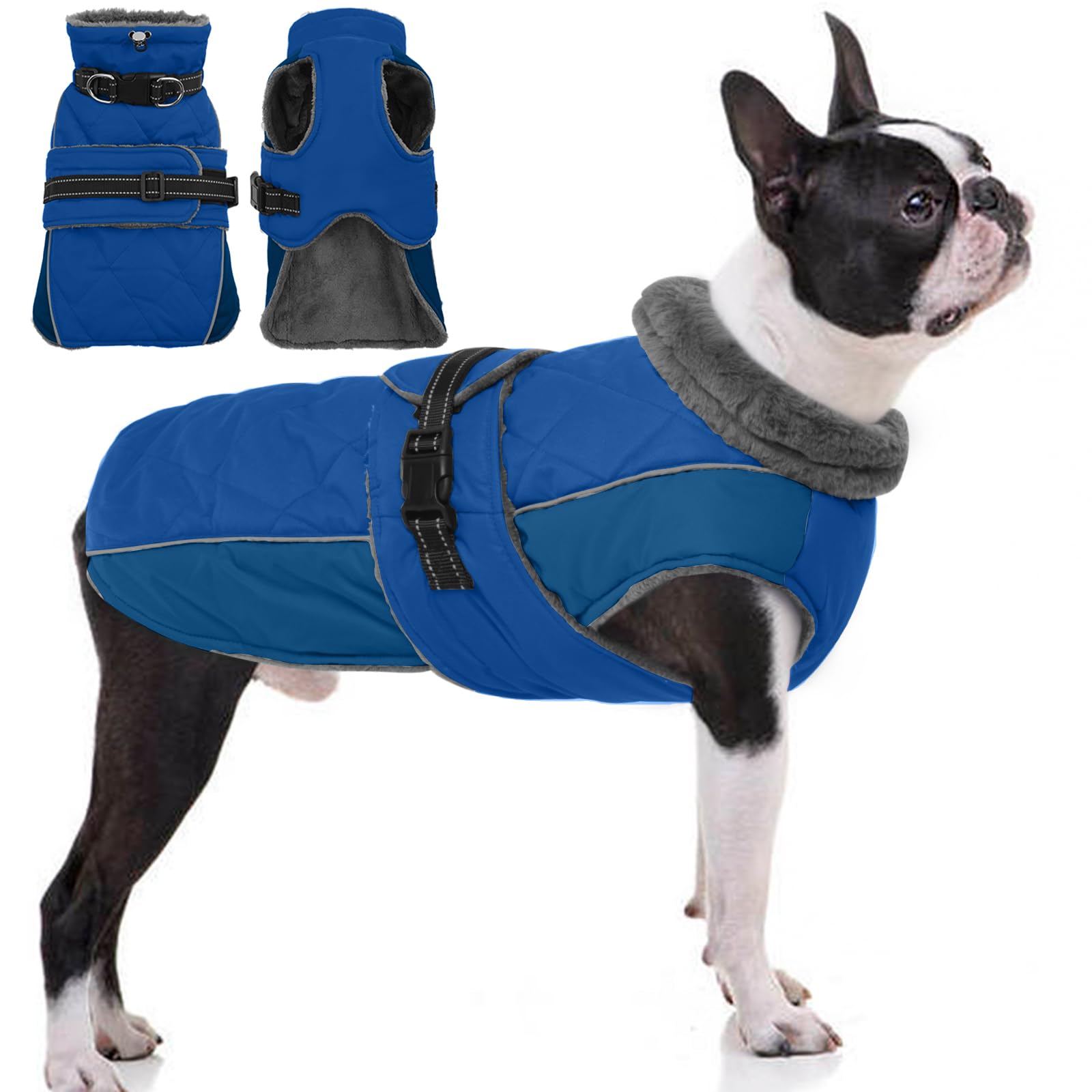 QBLEEV Warm Dog Jacket - Reflective, Adjustable Winter Coat with Turtleneck for Cold Weather, Waterproof Fleece Snowsuit for Small, Medium, Large Dogs — image 1