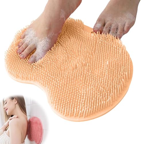 Alfombrilla de ducha con ventosas antideslizantes, almohadilla de limpieza para la espalda del pie, almohadilla exfoliante de baño para bañera,