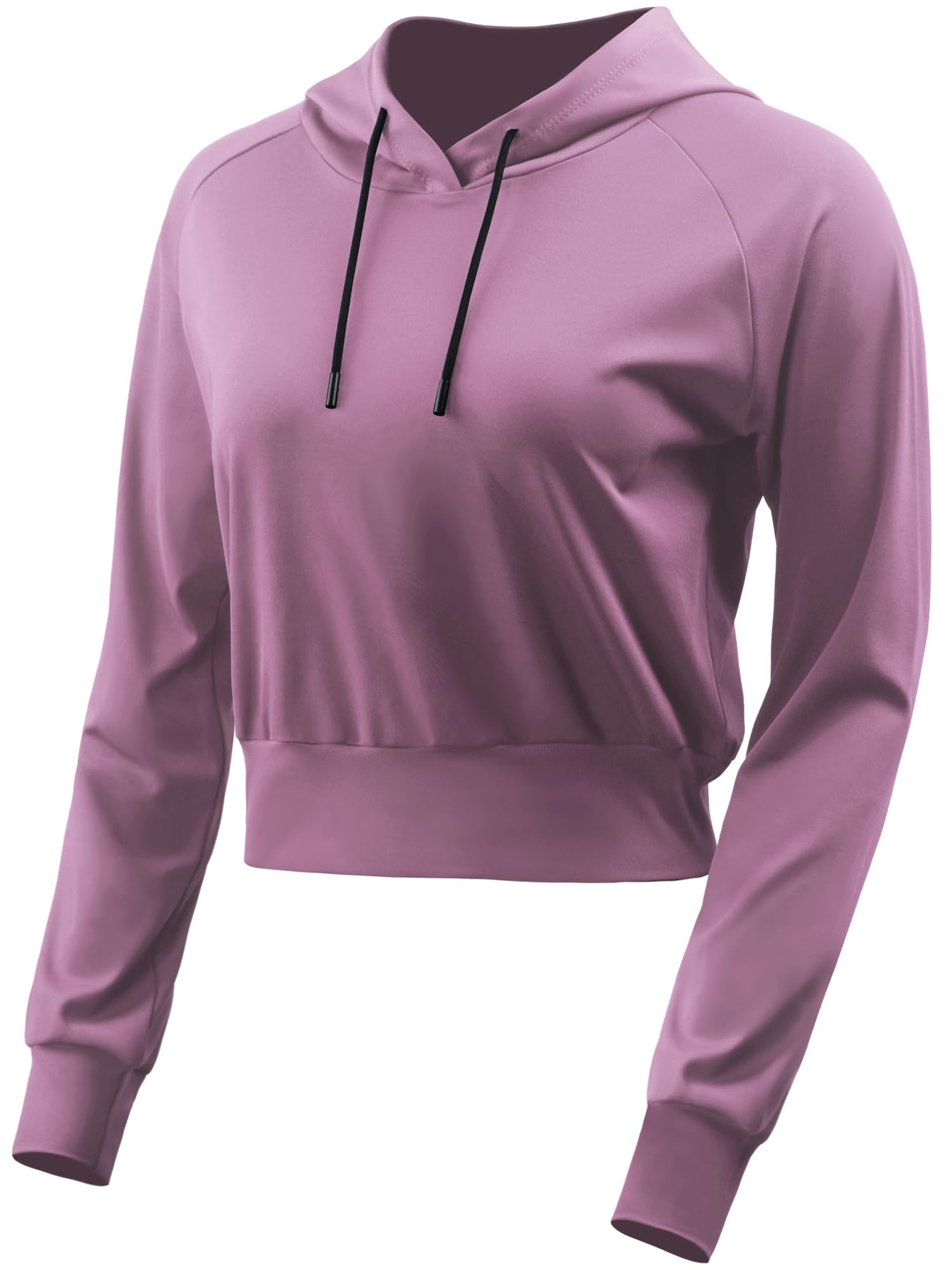 CADMUS Women's Workout Long Sleeve Shirts with Hoodie Sweatshirt Running Crop Top