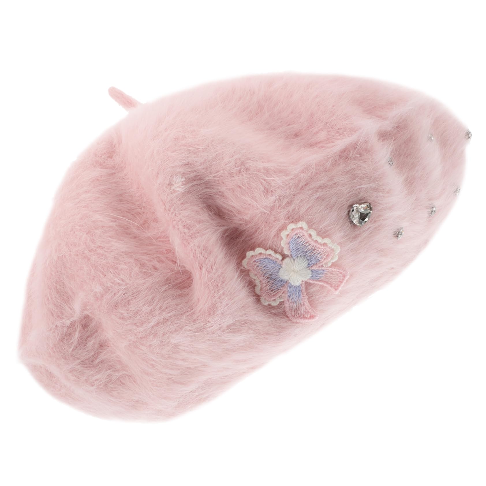 Didiseaon Cute Bow Beret for Women Cozy Warm Fuzzy Artist Hat French Beret Women Toddler Girls Hats Pink