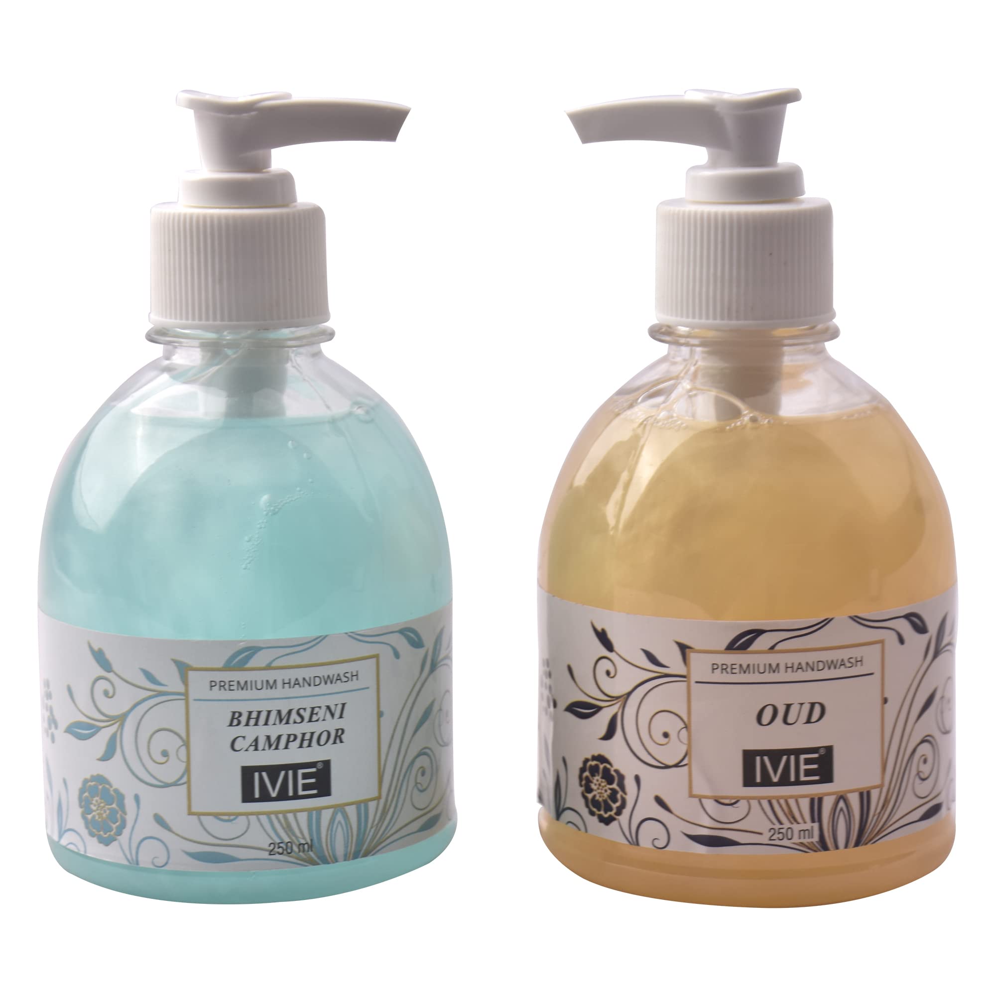IVIEPremium Bhemseni Camphor & Oud Liquid Handwash Pump - (Pack of 2-250 ml each) | Rich Foam | Moisturizing Hand Wash | Soft on Hands