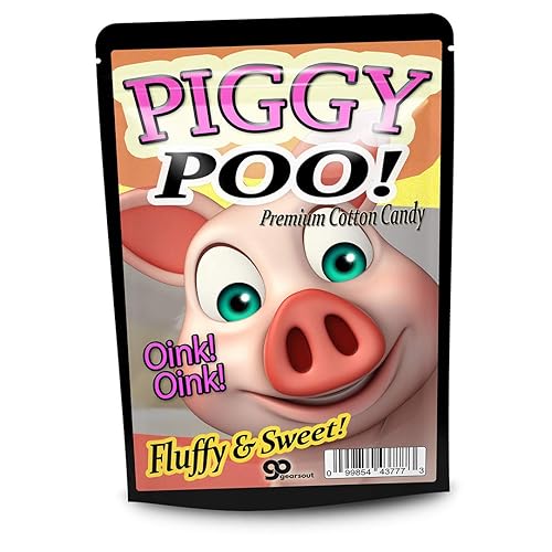 Miniatura 2 de Piggy Poo Cotton Candy  Lindo diseño de cerdo  Dulces novedosos para niños  Rosa, sin gluten, tamaño de aperitivo