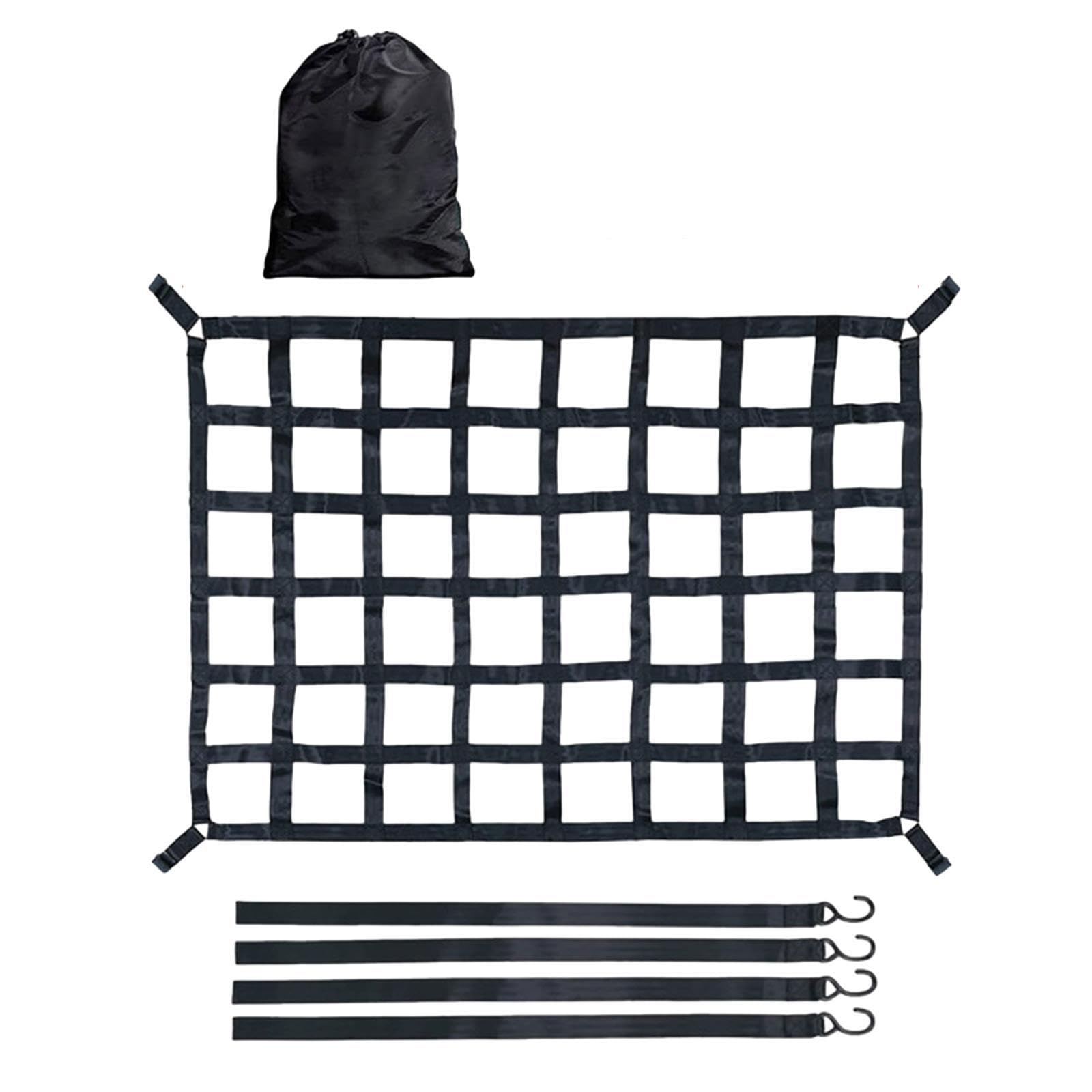 Filet de Chargement Robuste pour Porte-Bagages de camionnette, Organisateur en pour Maille avec Boucles et Cordes élastiques pour Une stabilité optimale.