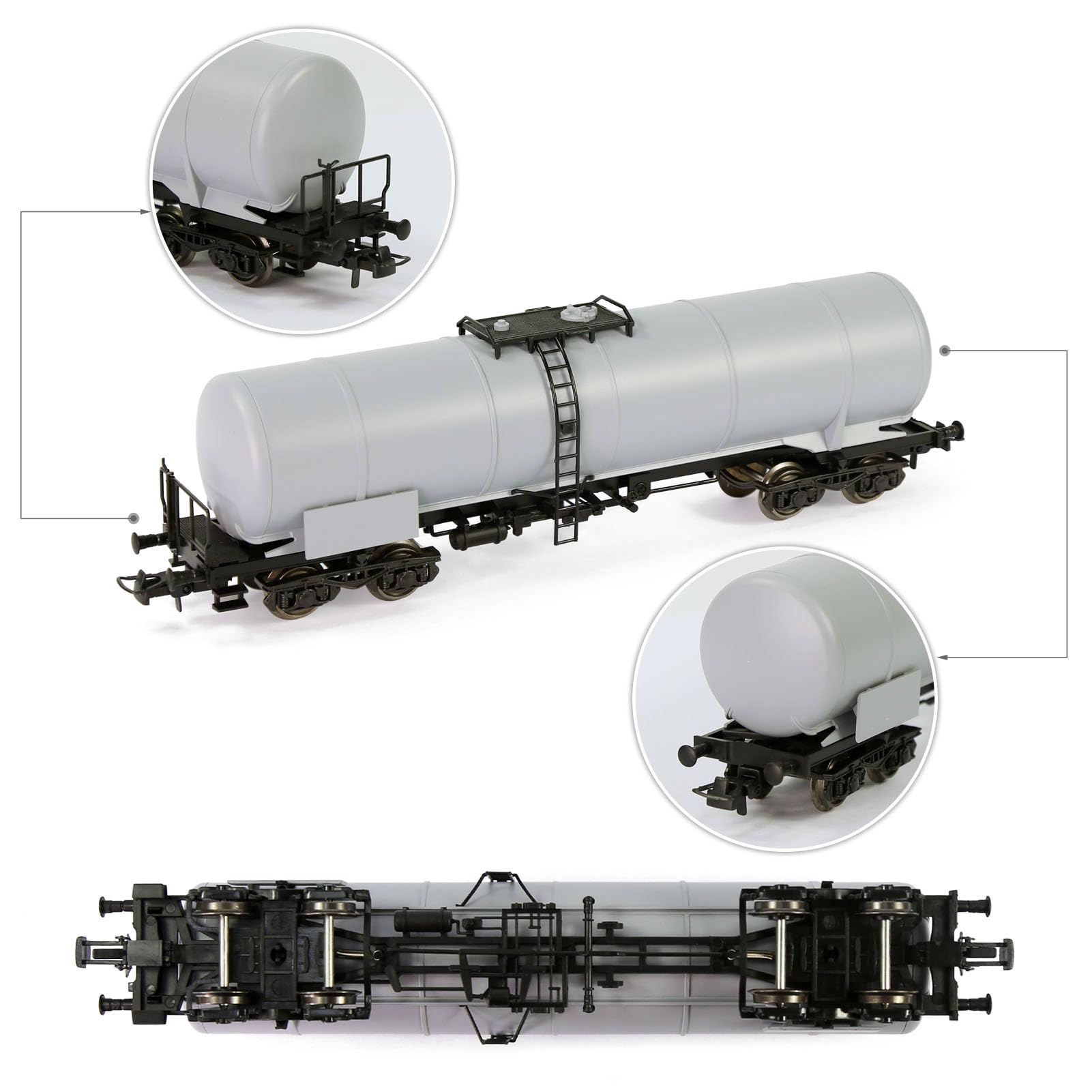 Evemodel 1Stk. Modell Spur H0 1:87 Kesselwagen Bahn Zug Öltankwagen Mit DC Metallräder (grau)