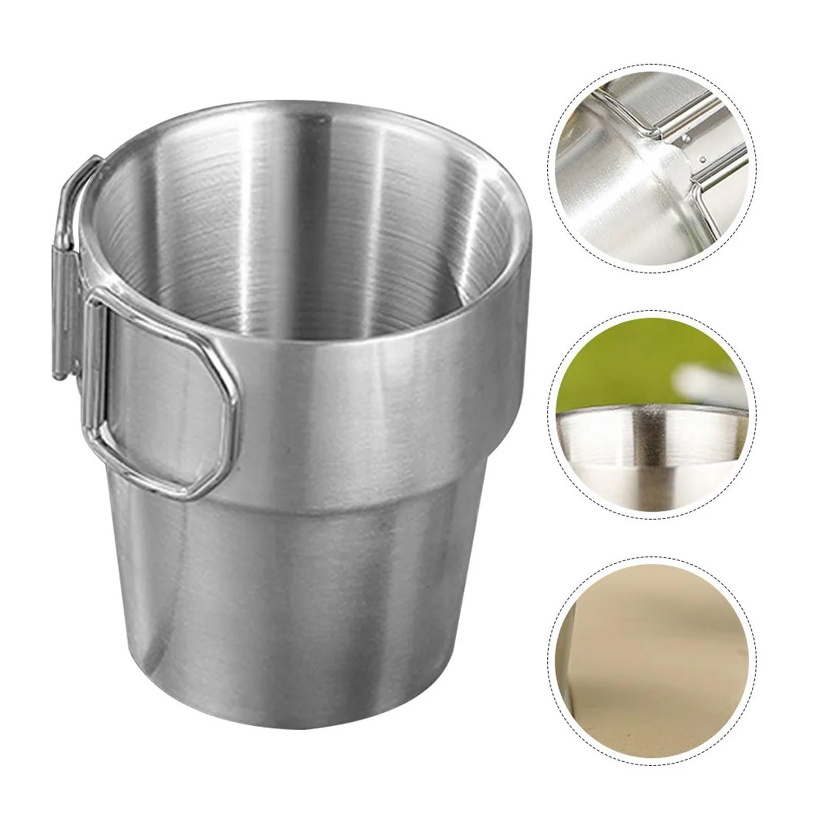 Bicchiere Acciaio Inox Pieghevole Tazza pieghevole in acciaio inossidabile | Maniglia portatile for escursionismo all'aperto, viaggio, zaino in spalla